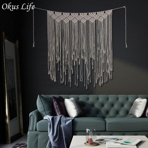 INS New Rustic Boho Wedding Macrame Curtain Tapestry Handmade DIY Wall Hanging Backdrop Cotton Vintage Party Home Decoration