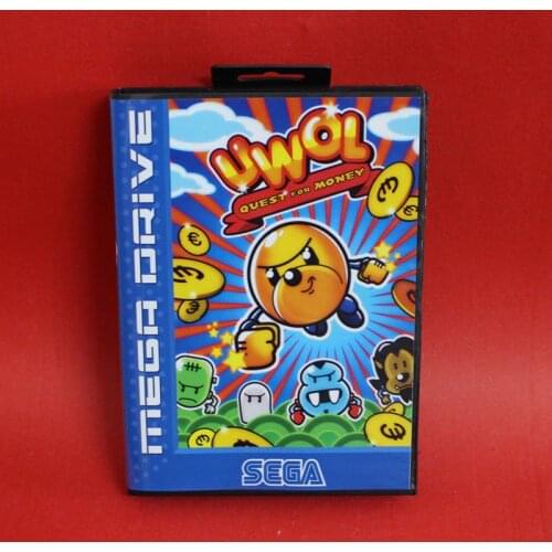 UWOL Quest For Money 16 bit MD card with Retail box for Sega MegaDrive Video Game console system