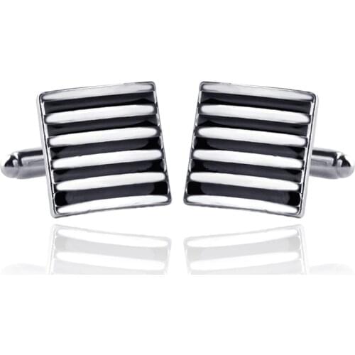 Classic Stripe Luxury Cufflink Silver Plated Enamel Mens French Cufflink Party Gift Man Wedding Suit Cuff Charm Men Jewelry Hot