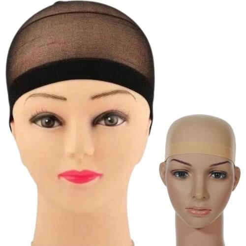 2Pcs Wig Caps Stretchy Non-Slip High Temperature Fiber Women Makeup Weave Hairnet Hair Tools