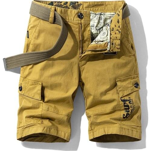 Pure Cotton Summer Mens Cargo Shorts Boys Casual Pocket Streetwear Plus Size Male Long Bermuda Shorts Camouflage Z115
