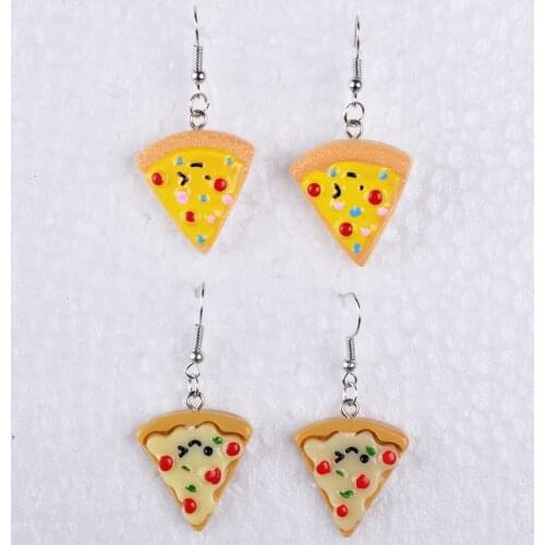 Fashion Kawaii Resin pizza earrings drop dangle food earring women girl ear ornament diy boutique bijoux birthday gift for party
