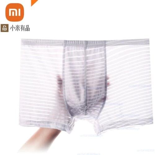 Xiaomi 3pcs Ice Silk Seamless Mens Boxer Pants Mesh Translucent Sexy Underwear Thin Comfortable Breathable Underpants Men Panty