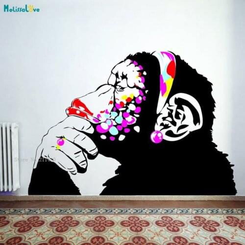 Thinking Female Monkey Wall Art Sticker Smart Thinker Girl Chimp Decal Street Vinyl Thought Baby Shower Murals YT1584