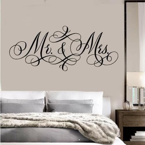 Wall Decor Sticker Decal Vinyl Mr Mrs Wedding Love Logo Stickers Art Living Room Stickers Salon Wall StickersLX249