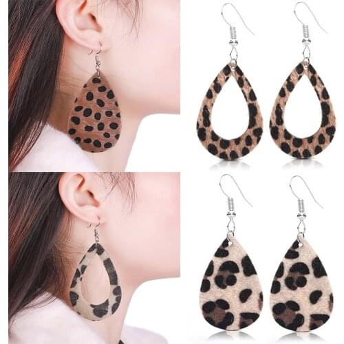 New 1pair Dangle Jewelry Earring Water Drop Fashion Geometric Drop Ladies Women Leopard Teardrop earrings