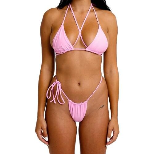 NEW Sexy Micro Bikini Set Multi-Wear Swimwear Women Bandage Cross Swimsuit Neon Bathing Suit Brazilian Mujer Bathers DM011