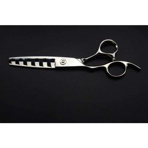Professional japan 440c 6 '' 6 teeth Left handed cut hair scissors cutting barber haircut thinning shears hairdressing scissors