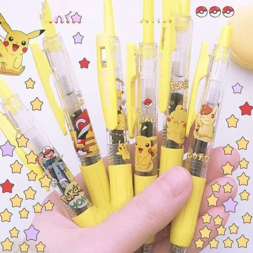 Pokemon Pikachu Cartoon Anime Gel Pen 0.5mm Cute Black Ballpoint Pen Boy Girl Student School Office Supplies Christmas Gift