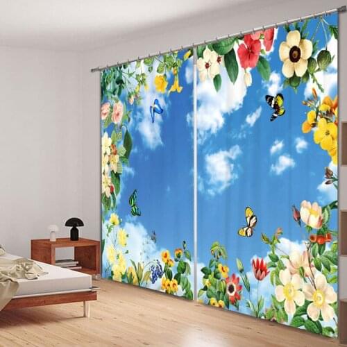 Butterfly Curtain Luxury Blackout 3D Window Curtains For Living Room Bedroom Drapes Cortina Rideaux Customized size pillowcase