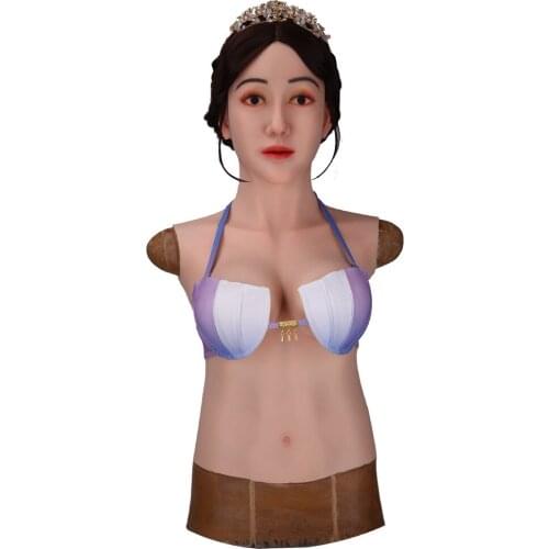 E Cup Silicone Breast Forms Headwear With Boobs Cosplay Silicone Doll With Belly For Crossdresser Dragqueen