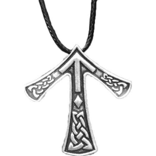 Antique Silver Keltic Knot Arrow Pendant Vintage Nordic Viking Rune Amulet Mens Neckalce