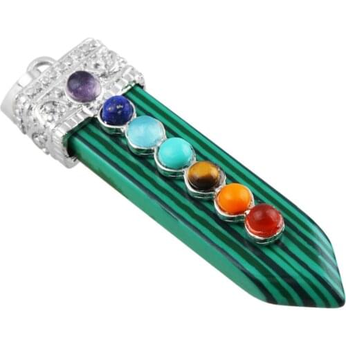 SUNYIK Green Malachite Gem Stone Sword Taper Healing Chakra Pendulum Pendant Fit Necklace For Party Jewelry Gifts (Free Chain)