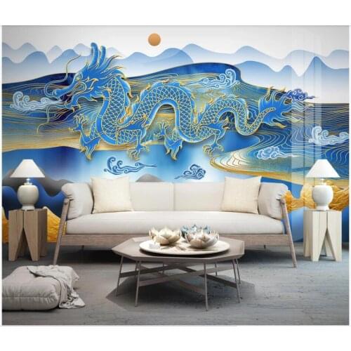 WDBH Custom photo mural 3d wallpaper Chinese style gold dragon cloud landscape decor 3d wall mural wallpaper for living room