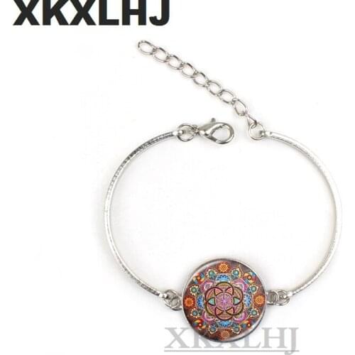 XKXLHJ2018 Mandala Womens Bracelet Chakra OM Jewelry Lady Glass Bullet Bracelet Zen Gift Jewelry Retro