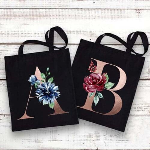 Bridesmaid Handbag Women Bridal Party Canvas Shoulder Bags Ladies Alphabet Print Tote Female Casual Shopping Bag Wedding Gifts