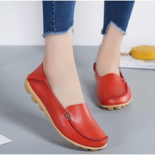Women Flats Genuine Leather 2017 Fashion Women Shoes Breathable Slip-on Peas Massage Ballet Flats Candy Colors