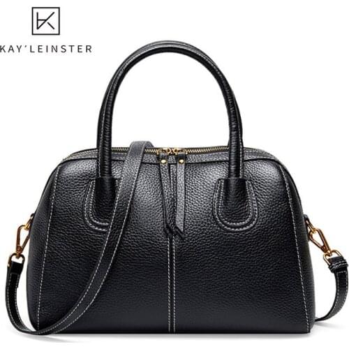 Genuine Leather Women Handbag Lychee Pattern Shoulder Bags Designers Solid Luxury Ladies Crossbody Bag Fashion Boston Purse