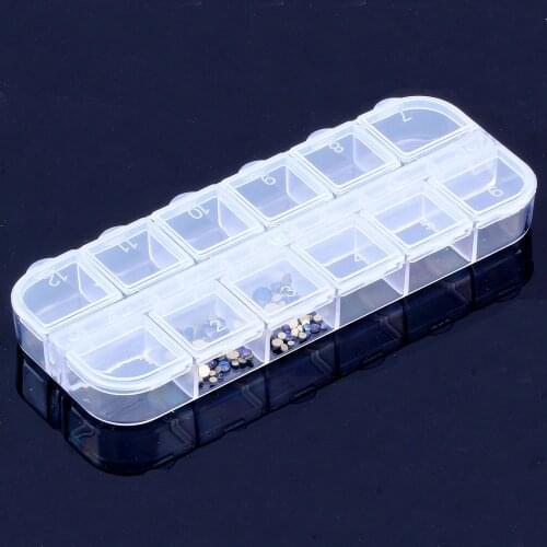 12 Slots Rectangle Storage box 5x13cm Clear Divided Storage Box for jewelry Nail Art Bead Embroidery Storage Tool Tip Case Tool