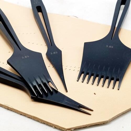 2.7/3.0/3.38/3.85mm 1 2 5 9 teeth Black color stainless steel Leather Stitching Chisel Prong Hand polished French Style