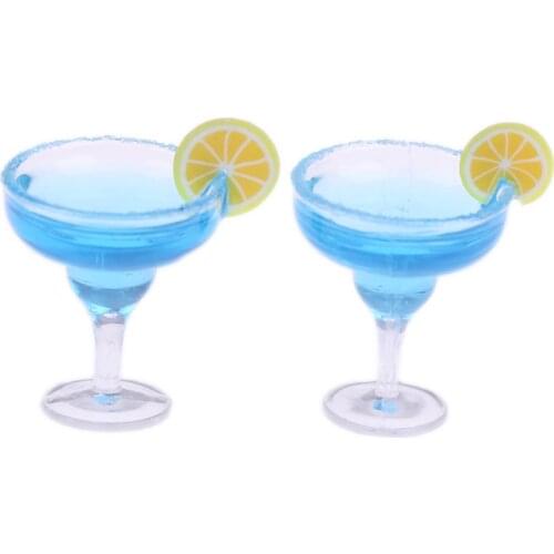 2Pcs 1/12 Mini Resin Cocktail Cup Simulation Drink Glass Model Toy Doll House Decoration Dollhouse Miniature Accessories
