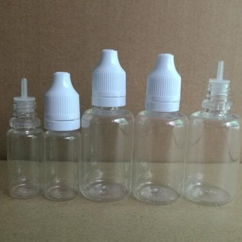 500pcs/lot, 10ml 30ml Empty Refillable Bottle PET Clear Plastic Dropper Bottles With Tamper Caps for E juice Nail Polish