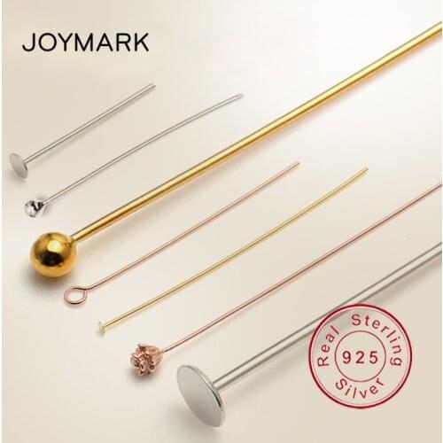 6 Sizes 4 Colors 100% Real 925 Sterling Silver Flat Head Pins Needles DIY Fine Quality Jewelry Accessories 50pcs/lot SPA-TP