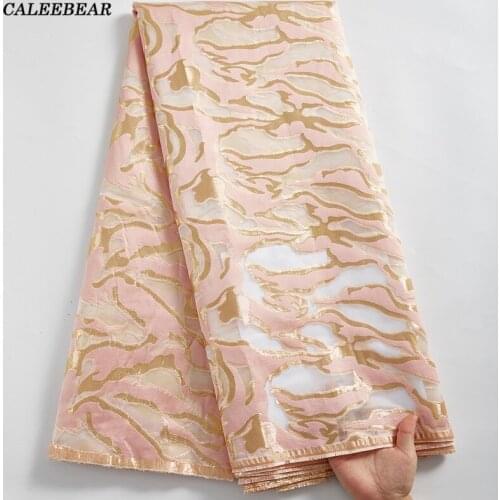 African Satin Brocade Lace Fabric 2021 High Quality French Gilding New Pink Nigerian Lace Fabric For Wedding Party Dresses S2475