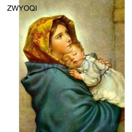 DIY 3D Diamond painting Cross stitch Full Square Diamond embroidery Virgin Mary baby Full Round Diamond mosaic Virgin Mary baby