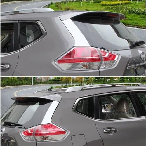 Car styling stainless steel rear tail spoiler side triangle molding window bezel trim 2pcs for Nissan X-trail 2017 2018 2019