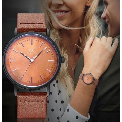 SK Luxury Womens Watch Fashion Ladies Leather Watches Simple Dial Female Wristwatch Relogio Feminino Montre Femme Girls Gifts