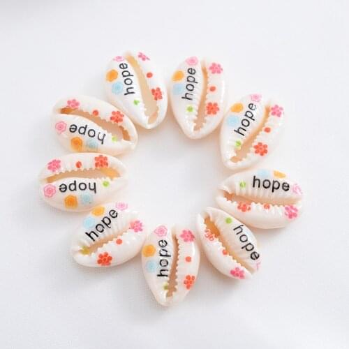 10/20/30/40Pcs Loose Colorful Printing Flower Natural Shell Beads For Handmade Jewelry Making DIY Bracelet Crafts Accessories