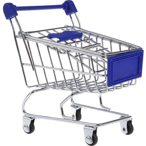 Baby pretend toy Supermarket Hand Trolley Mini Shopping Storage Dollhouse Desktop Decoration Accessories Cart Toy Furniture H7B9