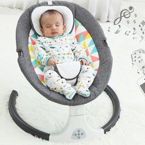 Baby Shining Smart Electric Baby Cradle Crib Rocking Chair Newborn Calm Chair Bluetooth with Belt Remote Control