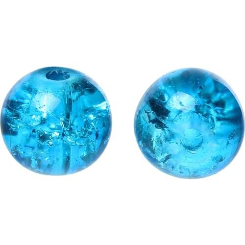 DoreenBeads 200 PCs Blue Crackle Glass Round Beads 6mm Findings (B04183), yiwu