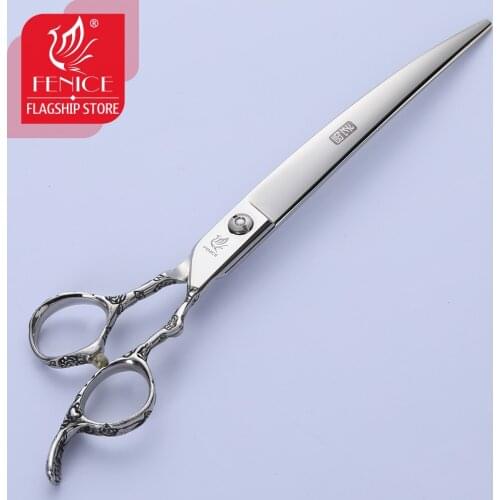 Fenice 8.0 inch Pet Grooming Scissors Rose Pattern Curved Dog Professional Shear JP440C