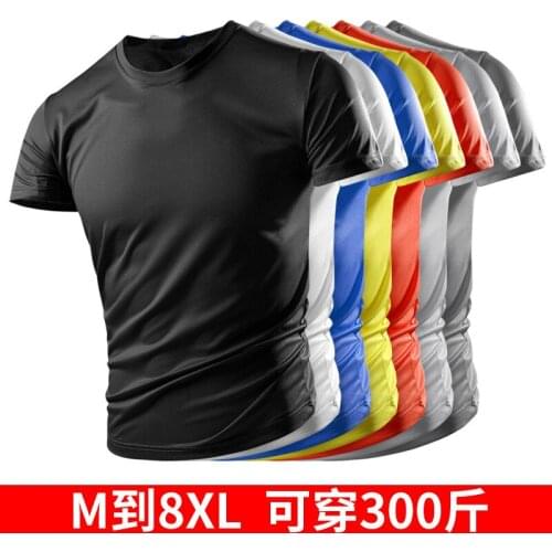 Ice Silk Short-sleeved T-shirt Mens Sports Quick-drying T-shirt Summer Plus Size Summer Loose Top Clothes Mens Clothing