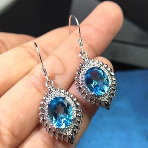 Huitan New Design Marquise Shaped Drop Earrings For Women Silver Color Noble Blue White CZ Elegant Wedding Bands Fashion Jewelry