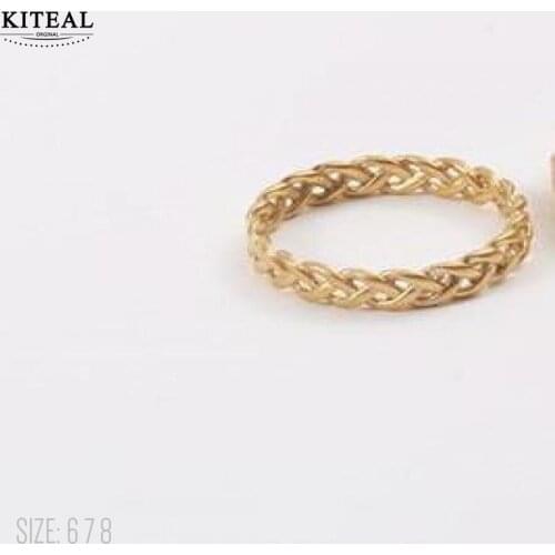 KITEAL Hot sale! Gold Vermeil size 6 7 8 Girl wedding rings Geometric Twist Jewelry on the neck Personalized