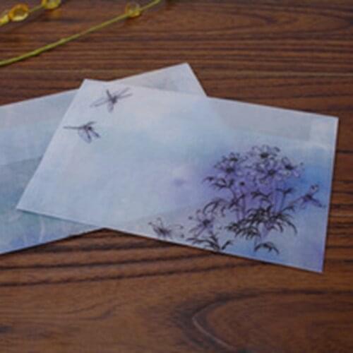 5Pcs/pack 17.5cm*12.5cm China Aste Ink Painting Clear Paper Envelope For Shcool Office Stationery Postcard And Letters Bag