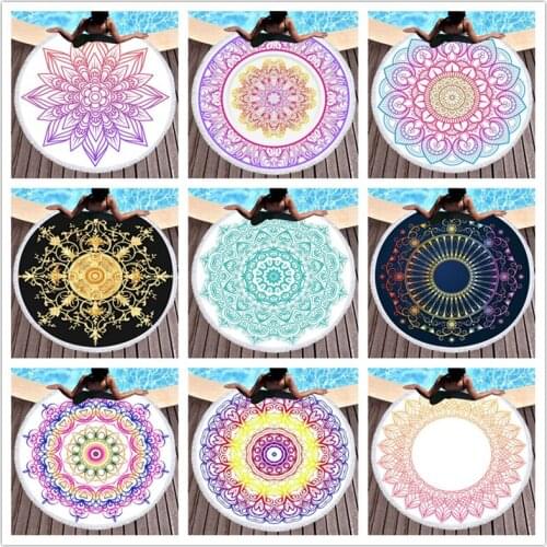 Mandala Yoga Mat 150cm Round Microfiber Beach Towel Picnic Blanket Portable Outdoor Sport Kids Gift Shower Towel For Adults