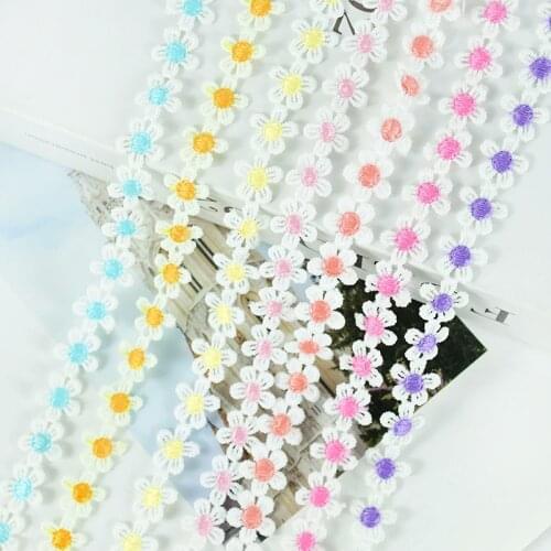 5Yard/Lot 1.4cm Daisy Embroidery Lace Trim Ribbon Flower Lace Fabric Supply DIY Apparel Patchwork Bag Clothes Sewing Accessories