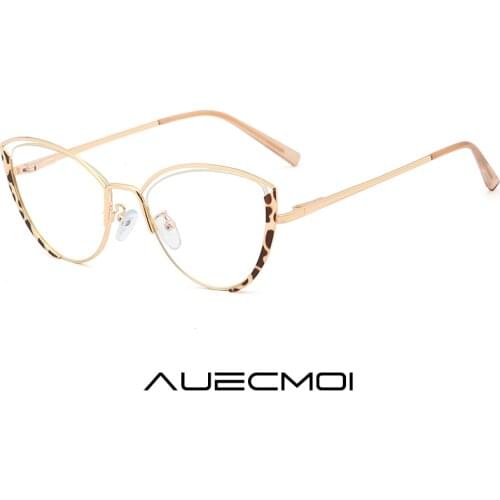 Vintage Fashion Anti Blue Light Computer Cat Eye Metal Glasses Women Myopia Prescription Eyeglasses Frames Sexy Optical Eyewear