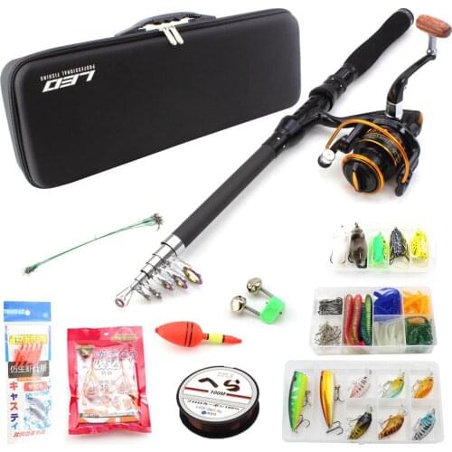 NEW Lure Rod Set Spinning Rod Fishing Reel Combos Full Kit 1.8M-3.0M Fishing Rod Pole Reel Line Lures Hooks Portable Bag