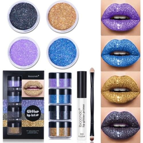 New 4 Colors Glitter Powder for Lip Gloss Shiny Bright Sparkling 3D Effect Glitter for Eyes Lips Face Makeup Accessories