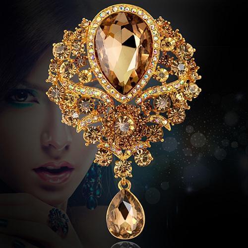 New Brooches for Women Rhineston Clear Crystal Teardrop Dangle Bride Wedding Bouquet Brooch Pin Jewelry Brooch Woman