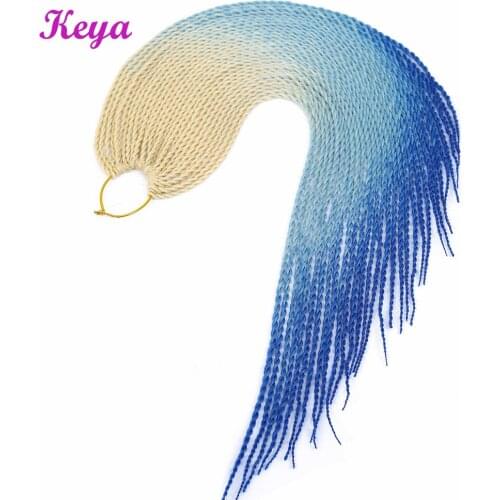 Ombre Senegalese Twist Hair 100g/pc Crochet Braids 24 Inch Synthetic Crotchet Braiding Hair Pink Hair Blue Braids for Women