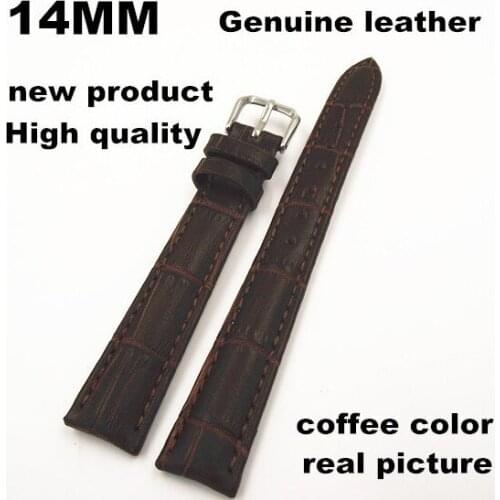 Wholesale 10pcs/lots High quality 14MM genuine cow leather Watch band watch strap coffee color -8107