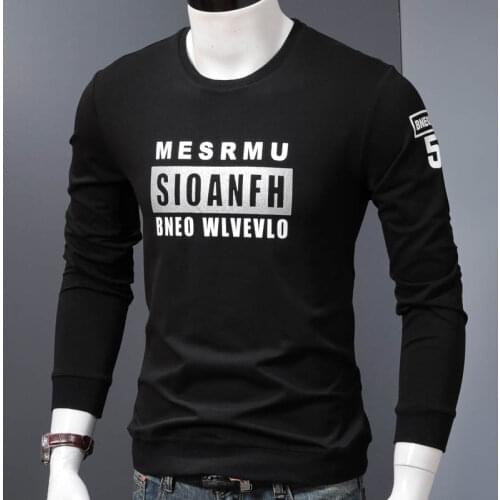 Autumn Black Crewneck Sweatshirt Men Fashion Letter Printed Cotton Tracksuit Streetwear Oversized Mens Clothes