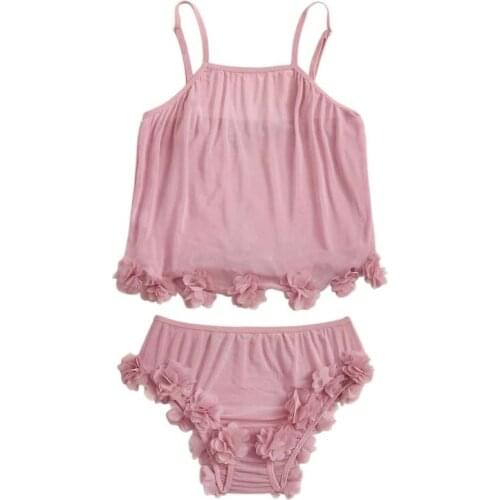 Pajamas Sets For Women Sexy Pink Cute Hot Sale Underwear Homewear Two-Piece Shorts + Sling Top Home Clothes